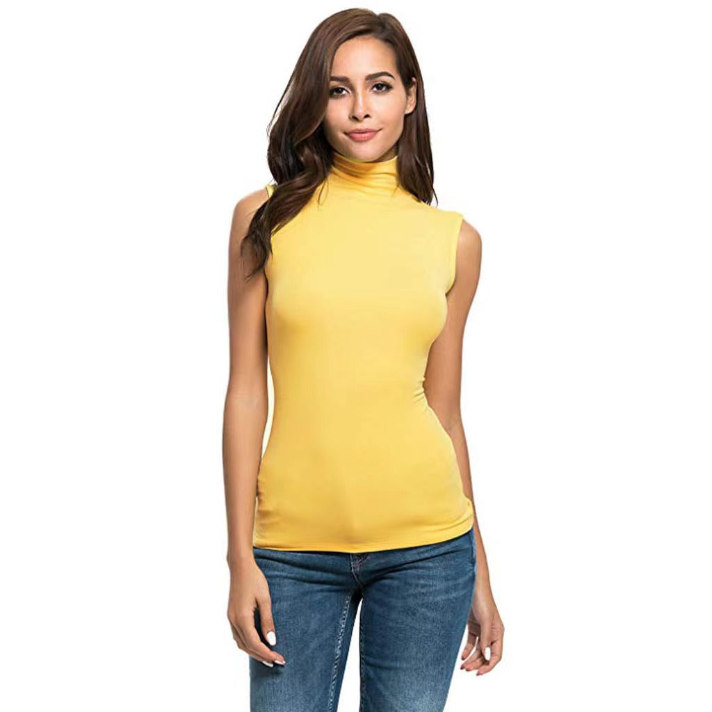 High-neck Slim-fit Sleeveless Casual Vest