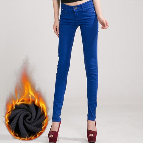 Jeans Female Denim Pants Candy Color Womens Jeans Donna Stretch Bottoms Feminino Skinny Pants