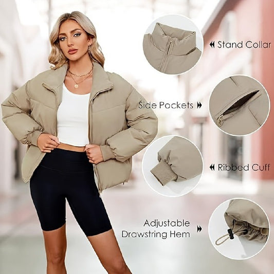 Women's Lightweight Quilted Down Jacket Casual Long Sleeve