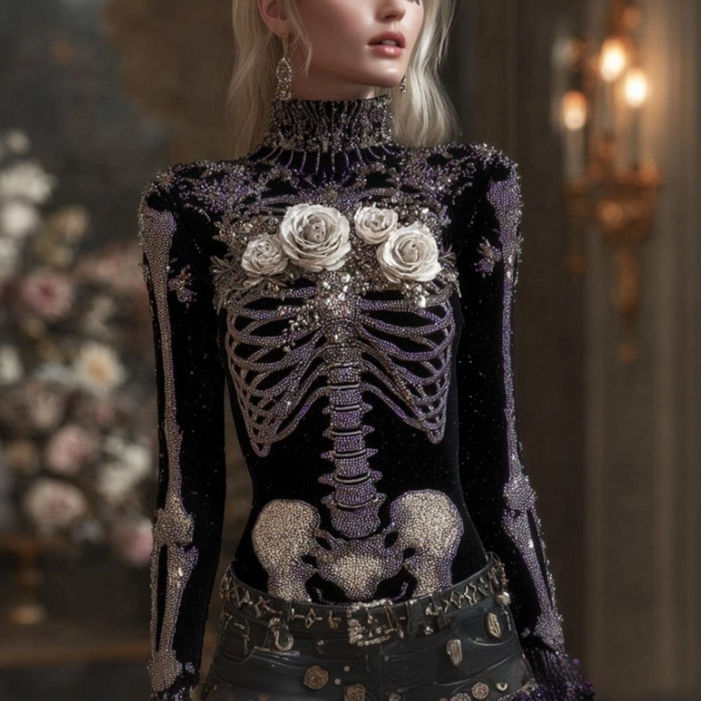 3D Digital Short Sleeve Printed Women's Fashion Casual High-neck Sweater