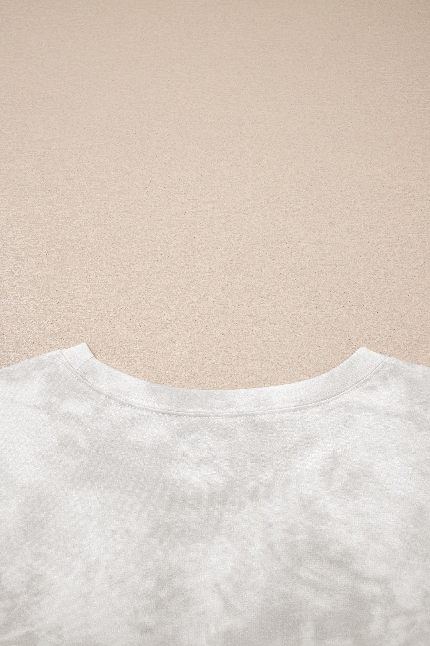 Beige Vintage Tie Dye Bracelet Sleeve Drawstring Elastic Waist 2pcs Short Set