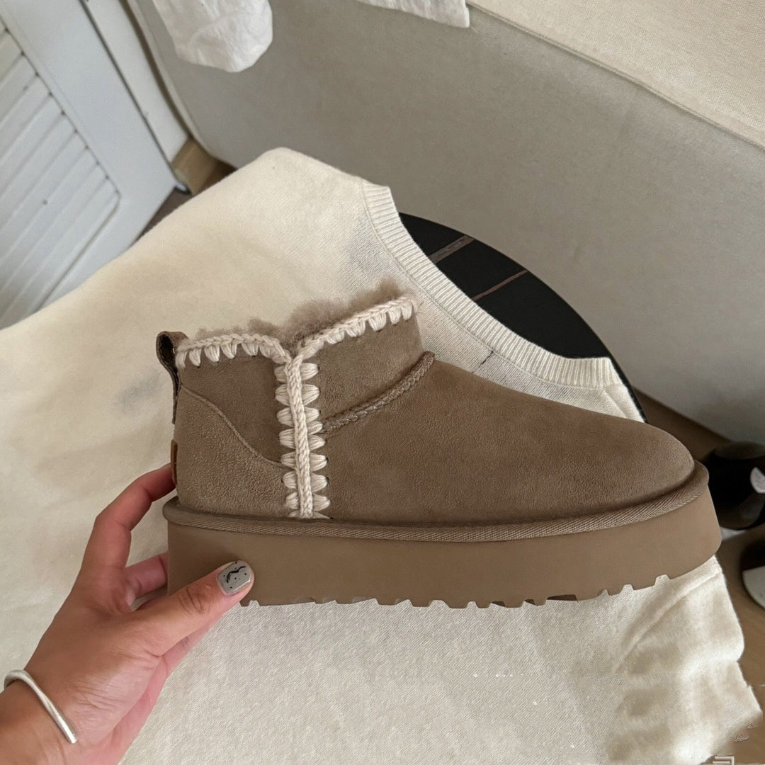 New Snow Sheep Fur Integrated Mini Wool Mouth Ankle Boots