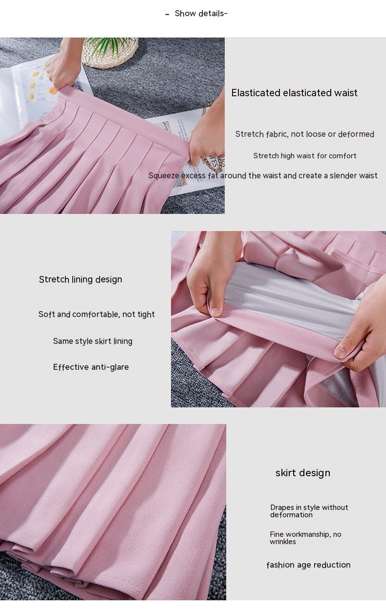 Pleated Skirt Lengthened Elastic Waist Elastic
