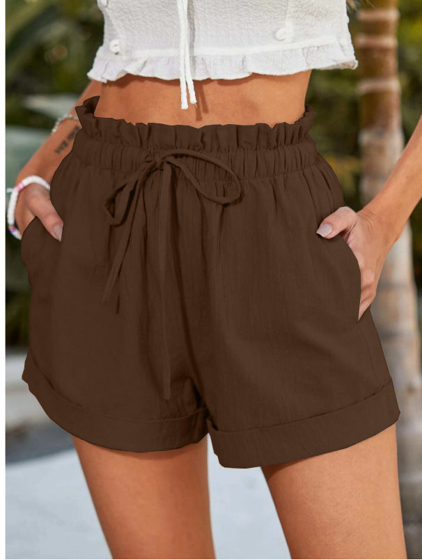 European American Summer New Solid Color Loose Casual Fashion Shorts For Women