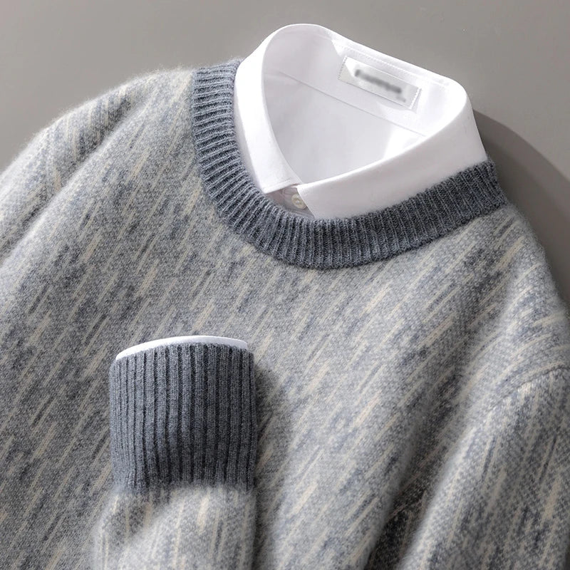 Autumn And Winter New Cashmere Sweater Men's Round Neck Loose Pullover Wool Knitted Bottoming Shirt Business Sweater