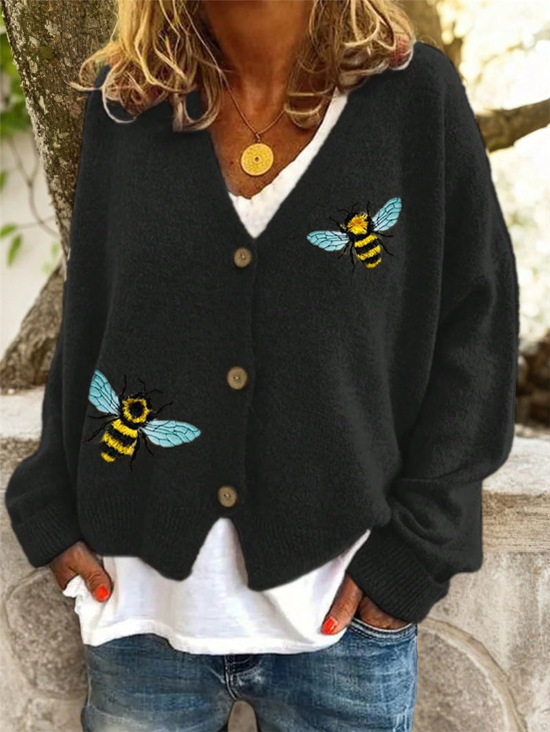 Animal Pattern Design Knitted Cardigan Sweater