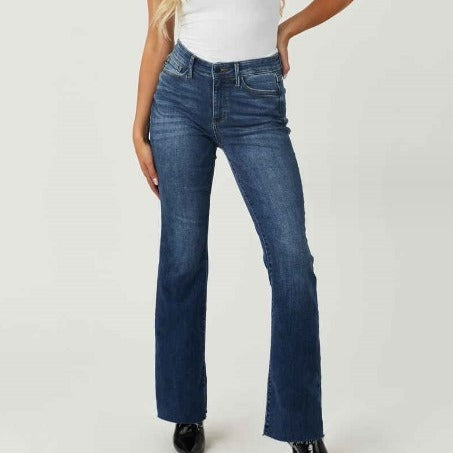 New high waisted slim fit micro flared jeans