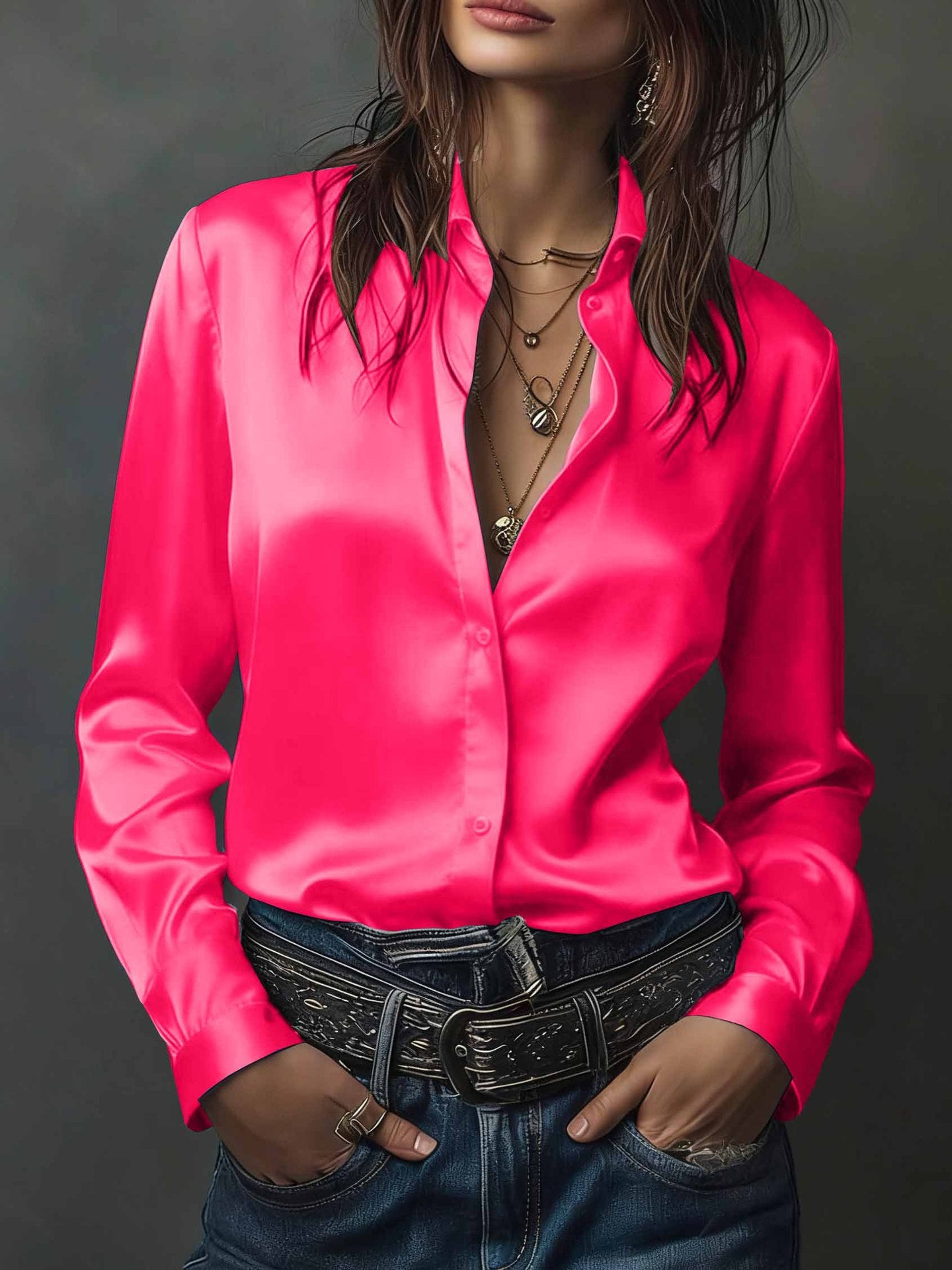Women's Western-style Resort Casual Satin Best-selling Shirt