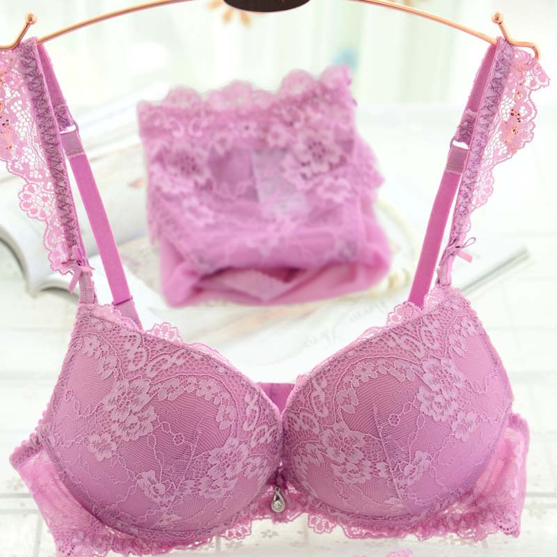 Women's underwear Set Lace Sexy Push up Bra And Panty Sets Bow Comfortable Brassiere Young Bra Adjustable Deep V Lingerie