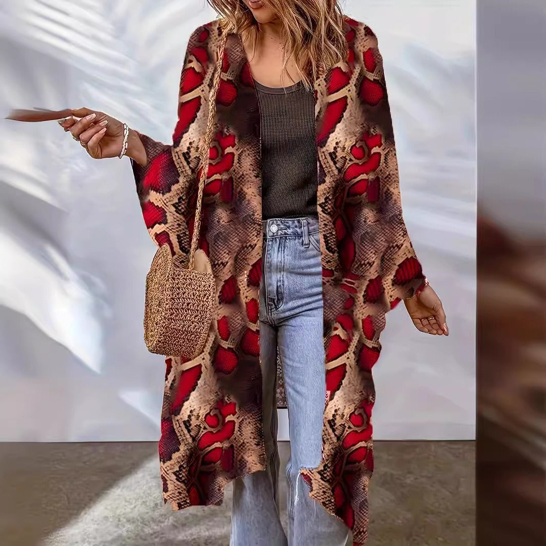 European and American Bohemian Cardigan Aztec Print Bat Cape