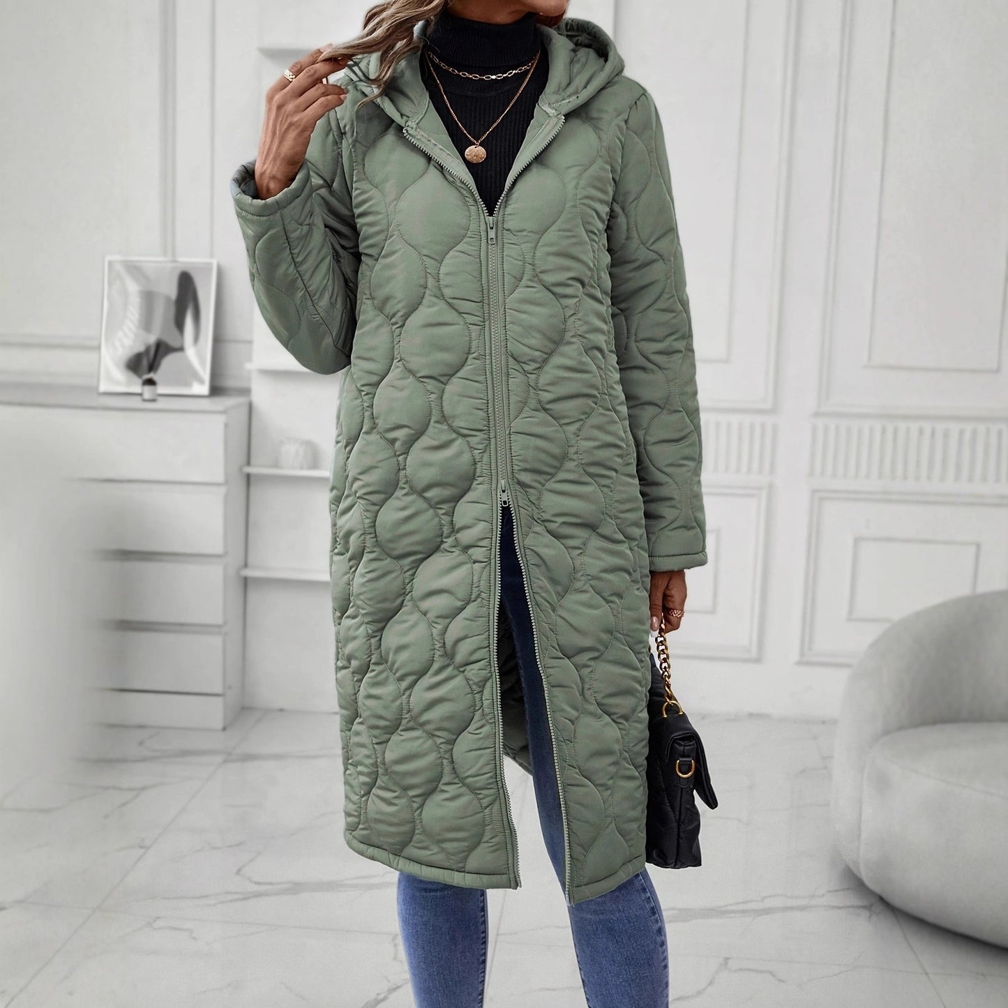 Zipper Hooded Thickened Jacket Cotton Clothes Women's Clothes