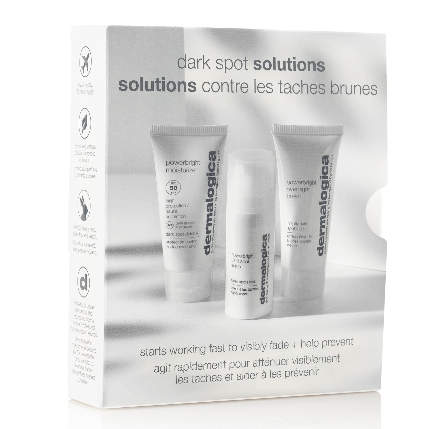 Dark Spot Solutions Kit Set Dermalogica: Powerbright Moisturizer, Paraben-Free, UV Protection, Broad Spectrum Sunscreen, SPF 50, 12 ml + PowerBright, Anti-Dark Spots, Morning, Serum, For Face, 10 ml + PowerBright, Vitamin C, Anti-Dark Spots, Night, Cre...