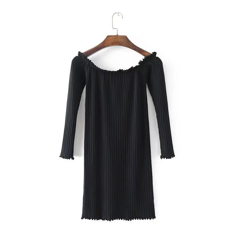 Women's Bottoming Slim Solid Color Knitted Dress