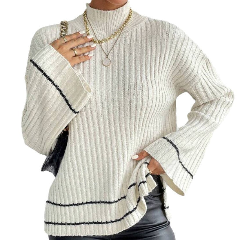 Casual Patchwork Contrast Color Loose Long Sleeve