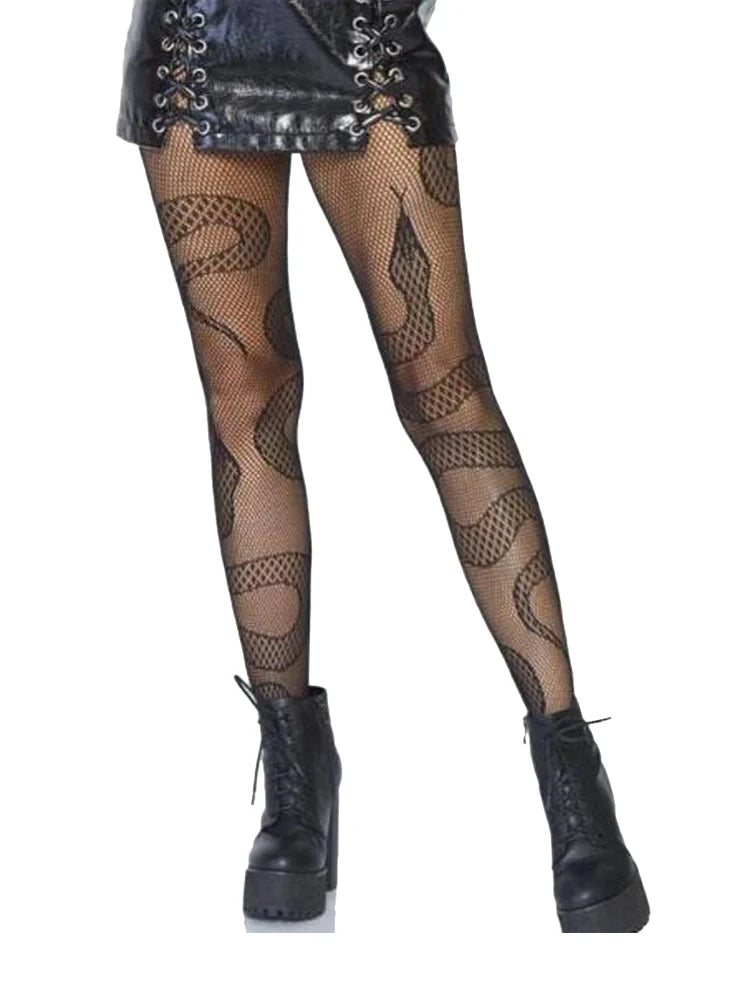 fashionable and sexy snake shaped fishing net socks punk style Halloween pantyhose horror snake shaped pantyhose