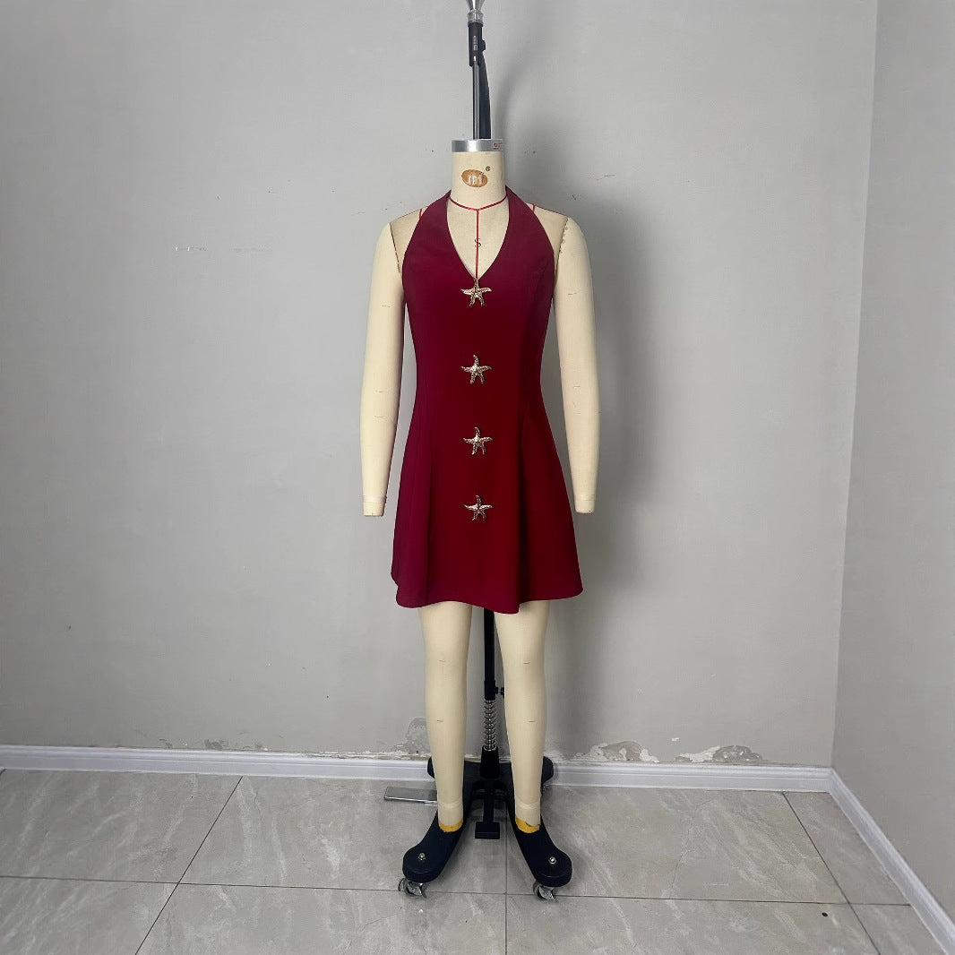 Chic European And American style Patchwork Starfish Dress