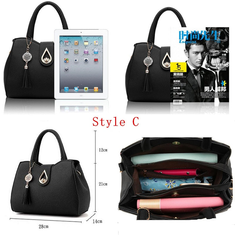 Fashion Women Handbags Leather Totes Bag Top-handle Embroidery Crossbody Bag Shoulder Bag Lady Simple Style Hand Bags