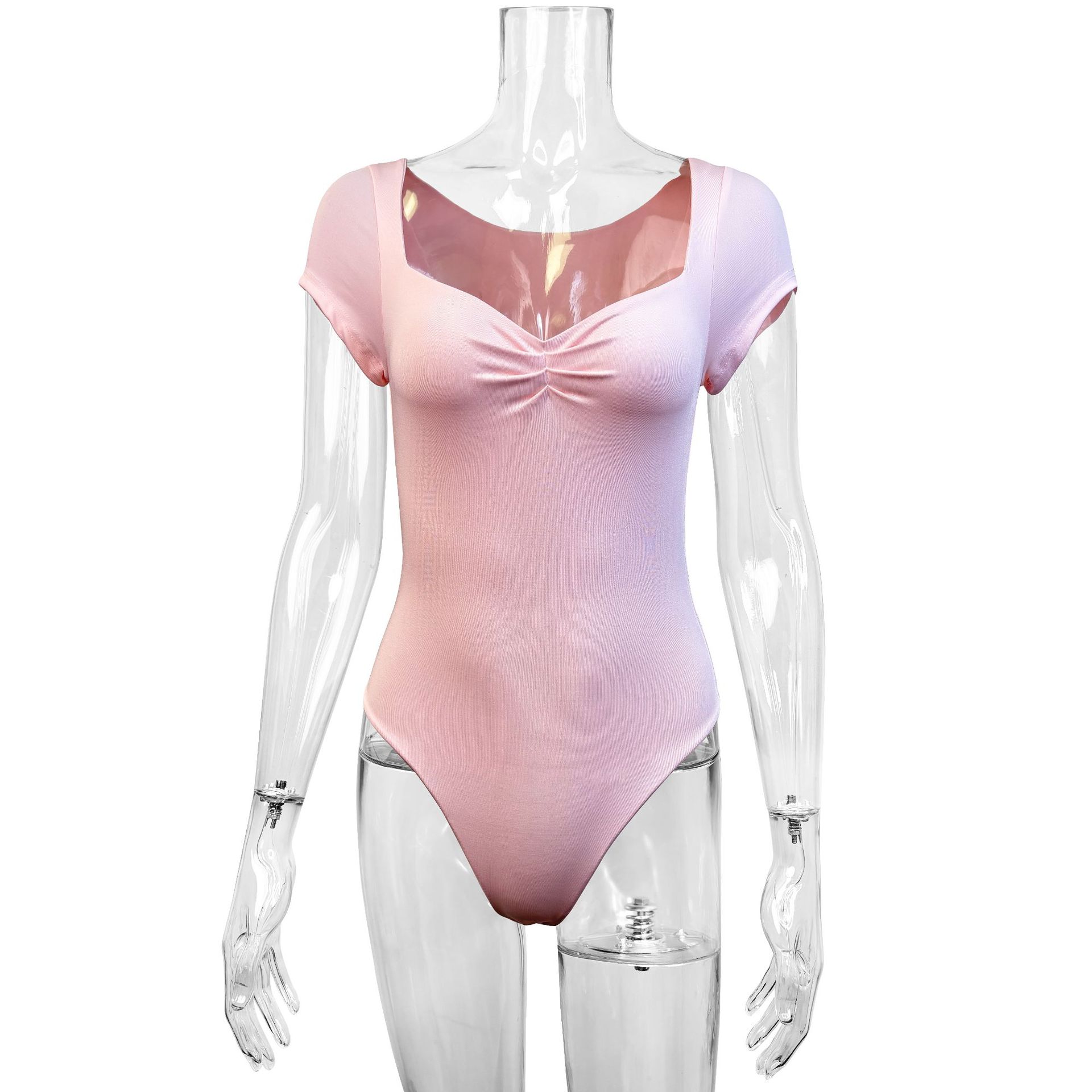 Fashion V-neck Tight Hot Girl Short-sleeved Bodysuit