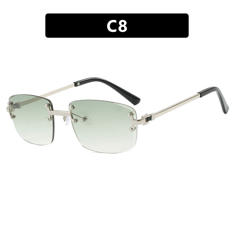 Frameless cut edge oval fashionable and high-end Instagram popular sunglasses of the same style