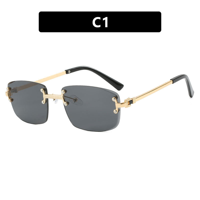 Frameless cut edge oval fashionable and high-end Instagram popular sunglasses of the same style