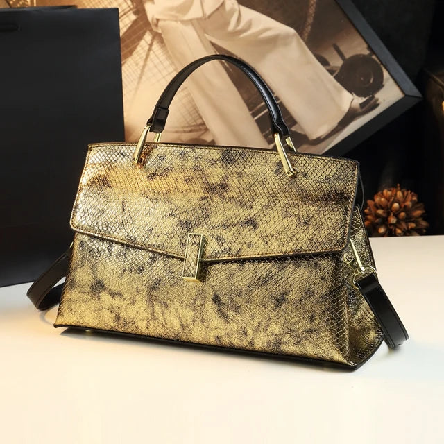 Snake Print Leather Women Bags Luxury Fashion Ladies Handbags Shoulder Crossbody Bag Portable Mother Top Handle Tote Bags