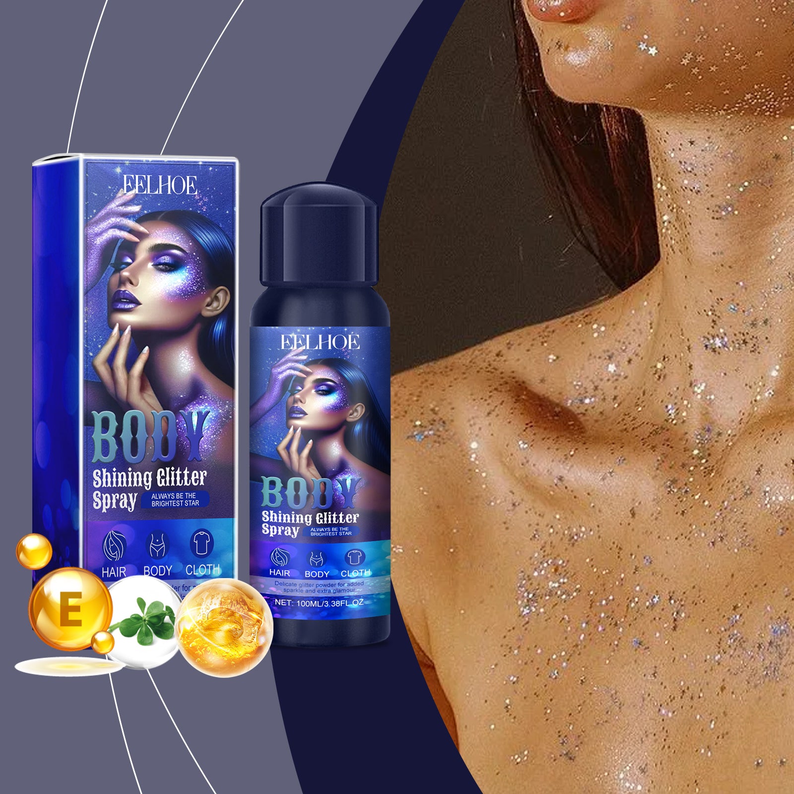 Highlighter Glitter Spray Glitter Spray Highlighter Spray Natural Stereoscopic Long Lasting Glitter