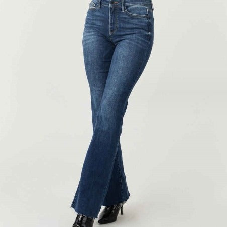 New high waisted slim fit micro flared jeans