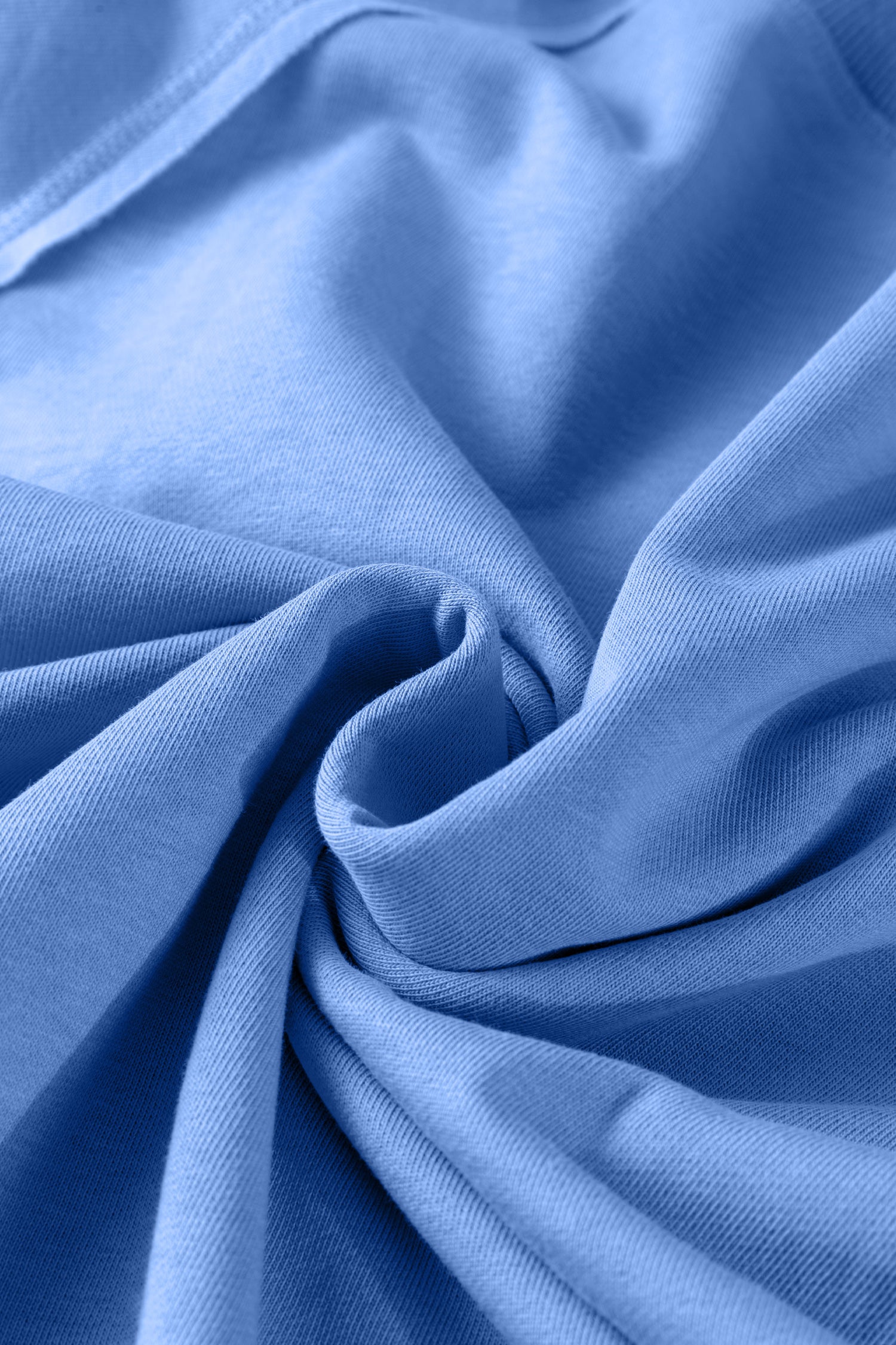 Beau Blue Solid Color Raw Seam Patchwork Baggy Sweatshirt