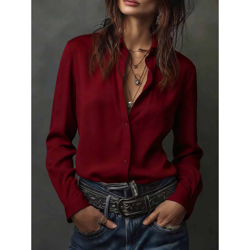 Same-color Same-size Casual Western-style Womens Blouse New Style
