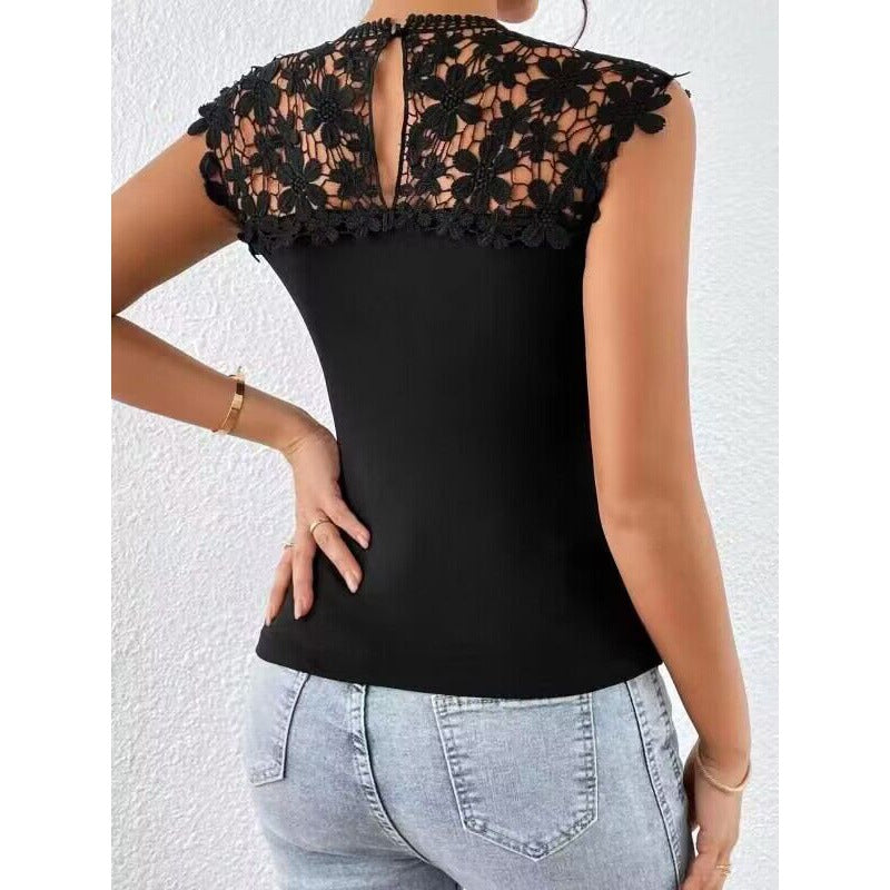 Women's Lace Spliced Sleeveless Stretch Top