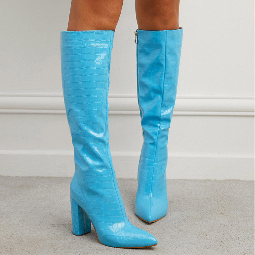 Sexy Crocodile-Print High-Heel Knight Boots From Europe And The US