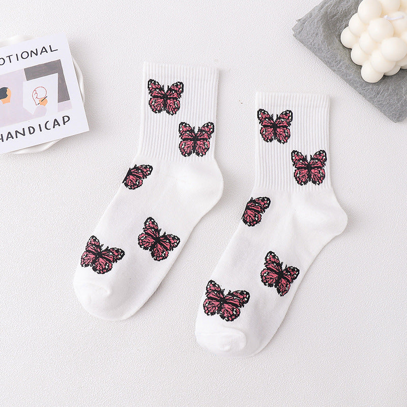 Butterfly Socks Women's Mid-calf Length Autumn And Winter