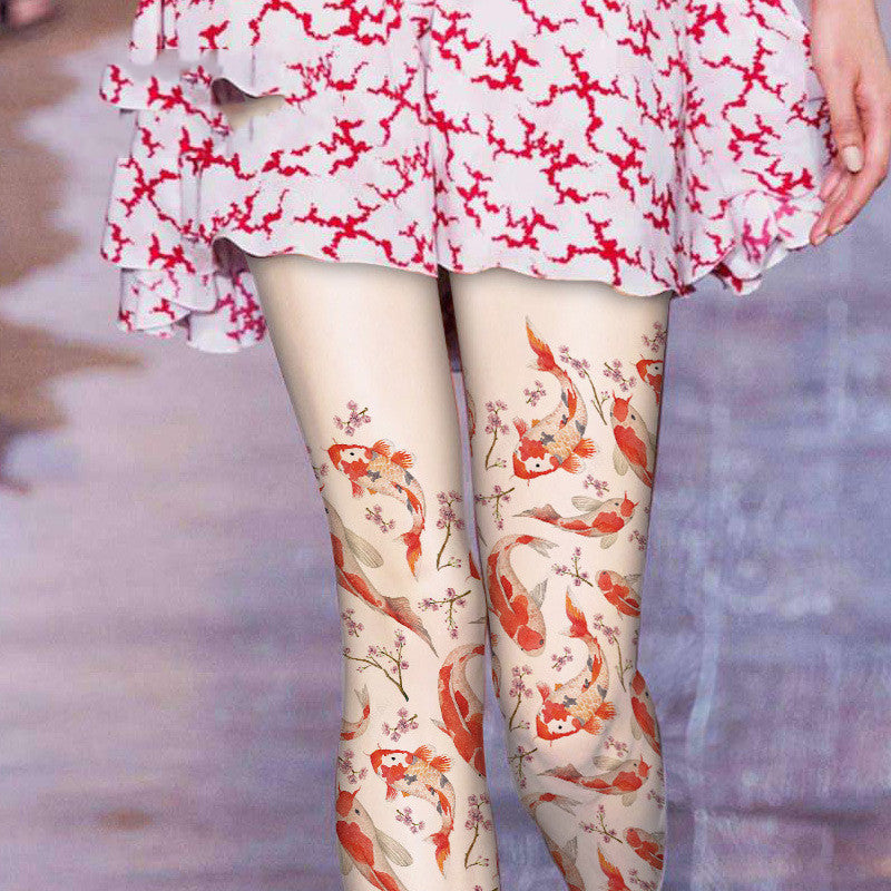 Catgirl Fake Thigh-high Stockings Pantyhose White Base Stockings Runway Fashion Stockings