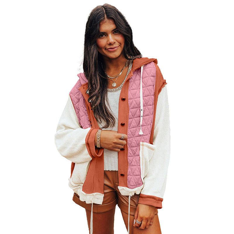 Texture Stitching Long-sleeved Coat For Women