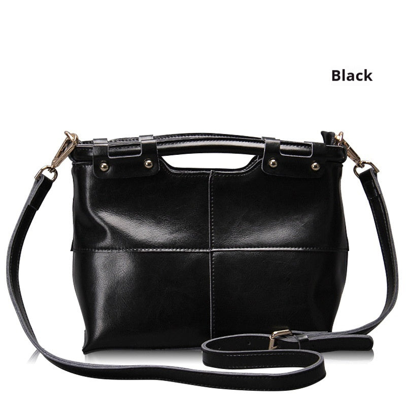 European And American Retro Solid Color Women's Leather Messenger Bag