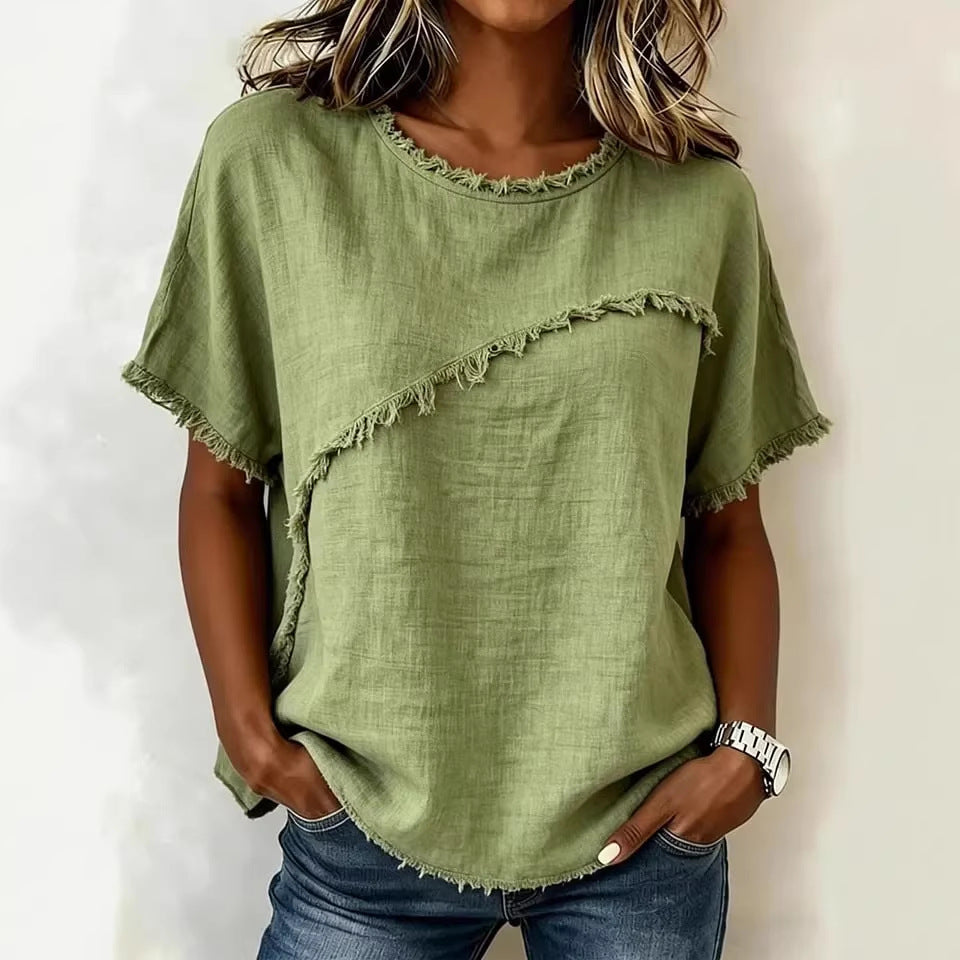 Women's Round-Neck Casual Loose Short-Sleeve Top