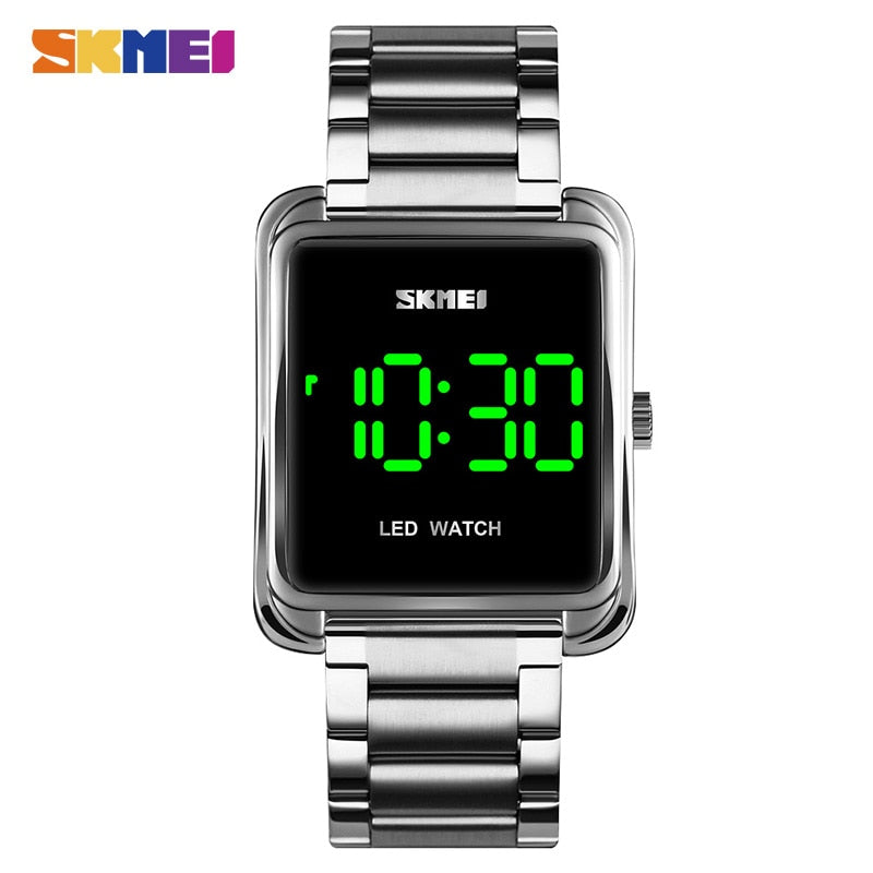 SKMEI 1505 LED Display Men Digital Wrist Watches Top Brand Luxury Stainless Steel Waterproof Male Clock Relogio Masculino 1505