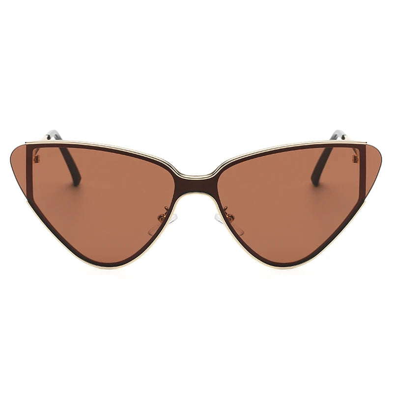 New large frame metal cat eye retro sunglasses for women
