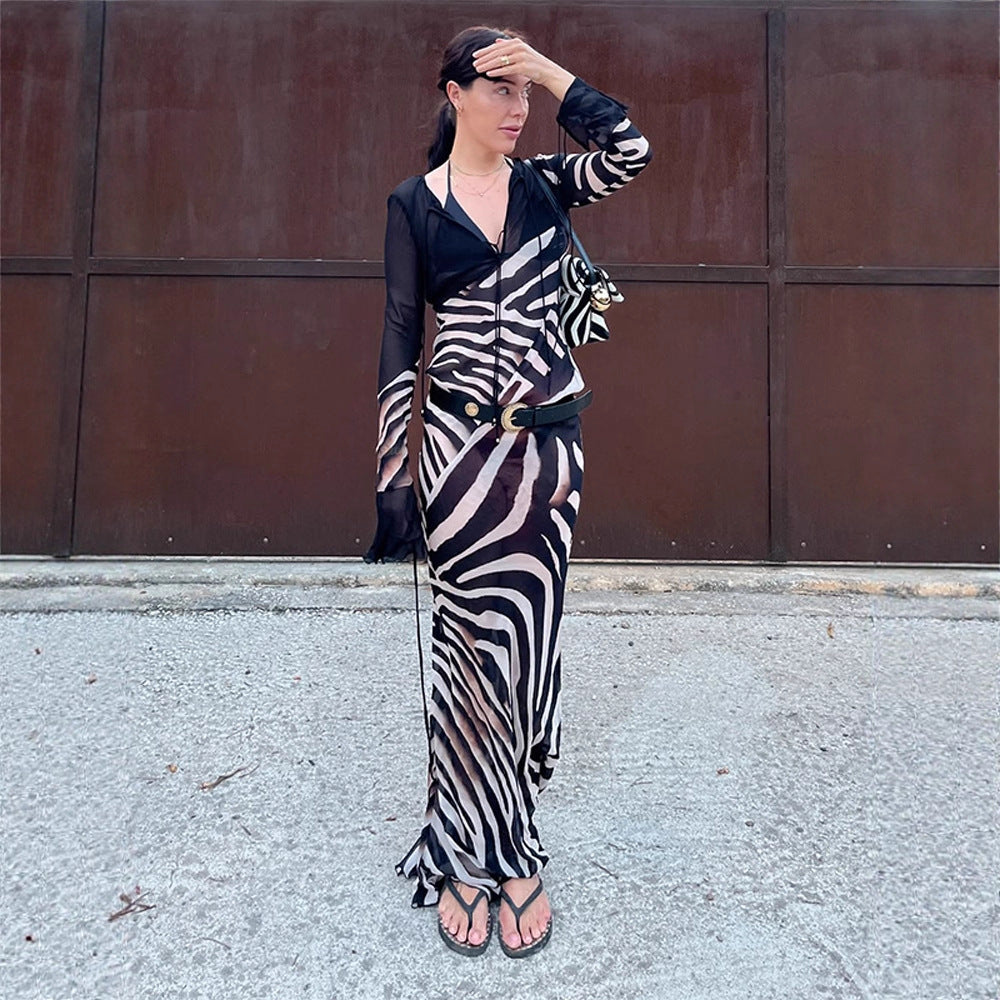 Fashionable Sexy V-neck Slim-fit Dress For Women