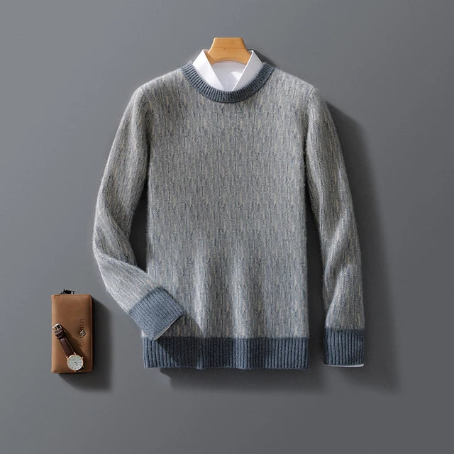 Autumn And Winter New Cashmere Sweater Men's Round Neck Loose Pullover Wool Knitted Bottoming Shirt Business Sweater