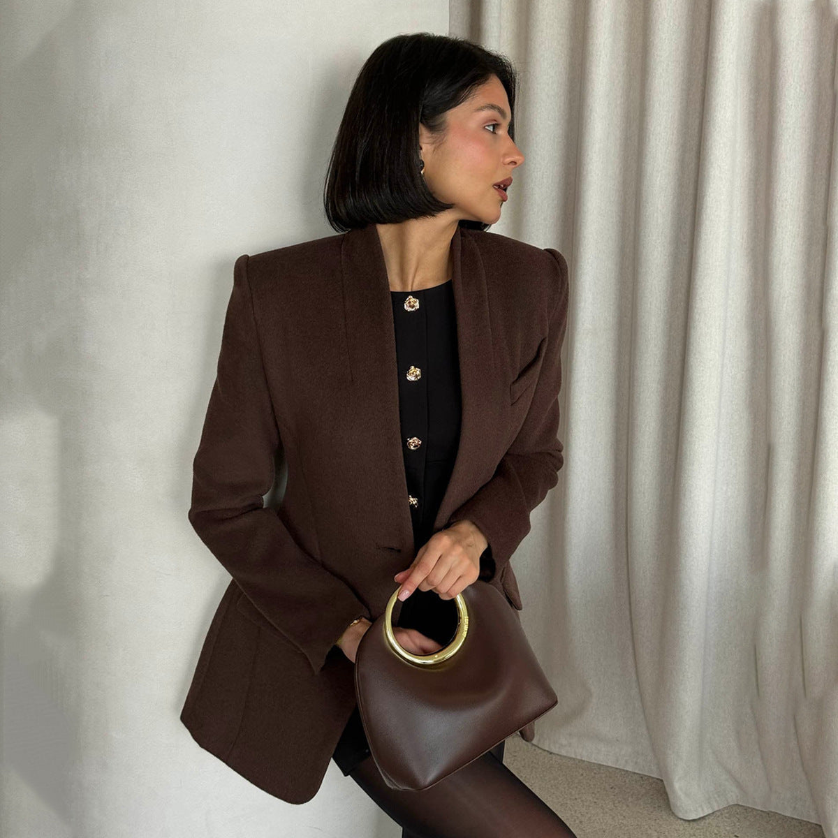 Elegant Single Button Slim Fit Small Business Suit Coat