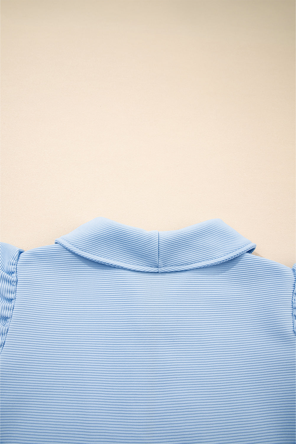 Beau Blue Textured Ruffled Sleeve Zipped Top and Wide Leg Pants Set