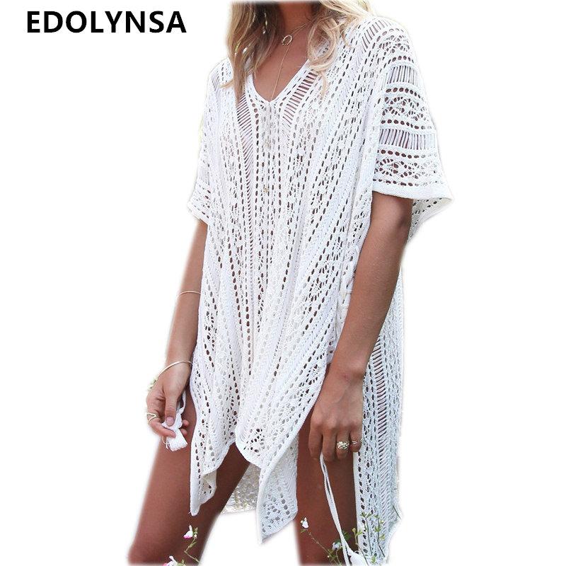 Sexy Beach Cover Up White Crochet Robe de Plage Pareos For Women Swim Wear Saida De Praia Beachwear Coverups
