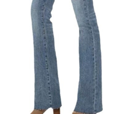 New high waisted slim fit micro flared jeans