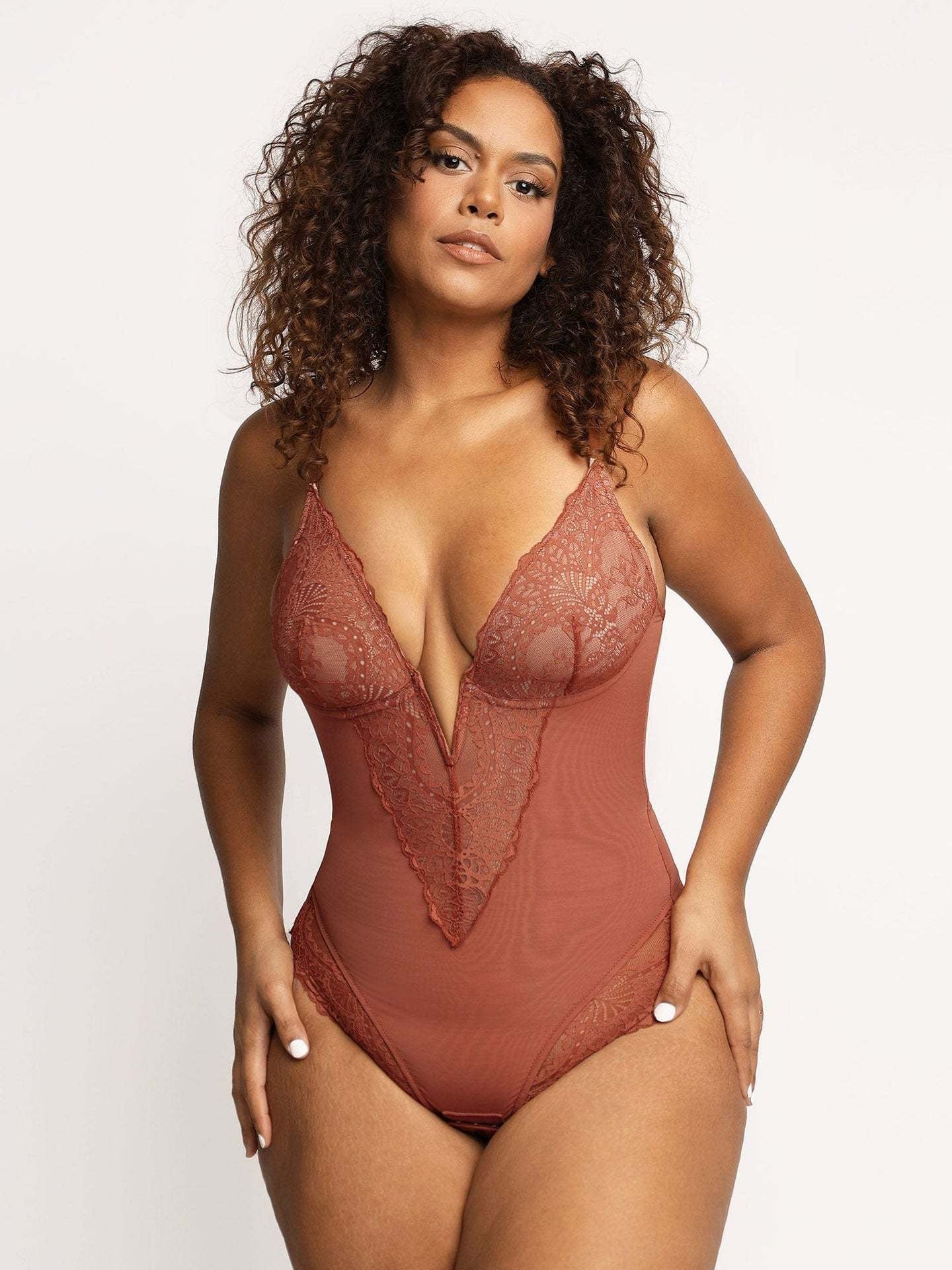 Lace hollowed out jumpsuit, sexy and beautiful body shaping underwear, large-sized women's waist tightening and hip lifting