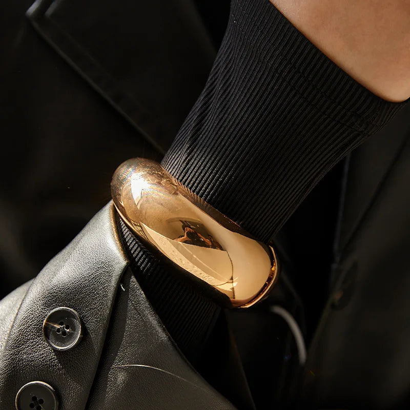 Nueva pulsera exagerada con diseño de círculo liso, pulsera de moda suave personalizada estilo Hip Hop Ins 