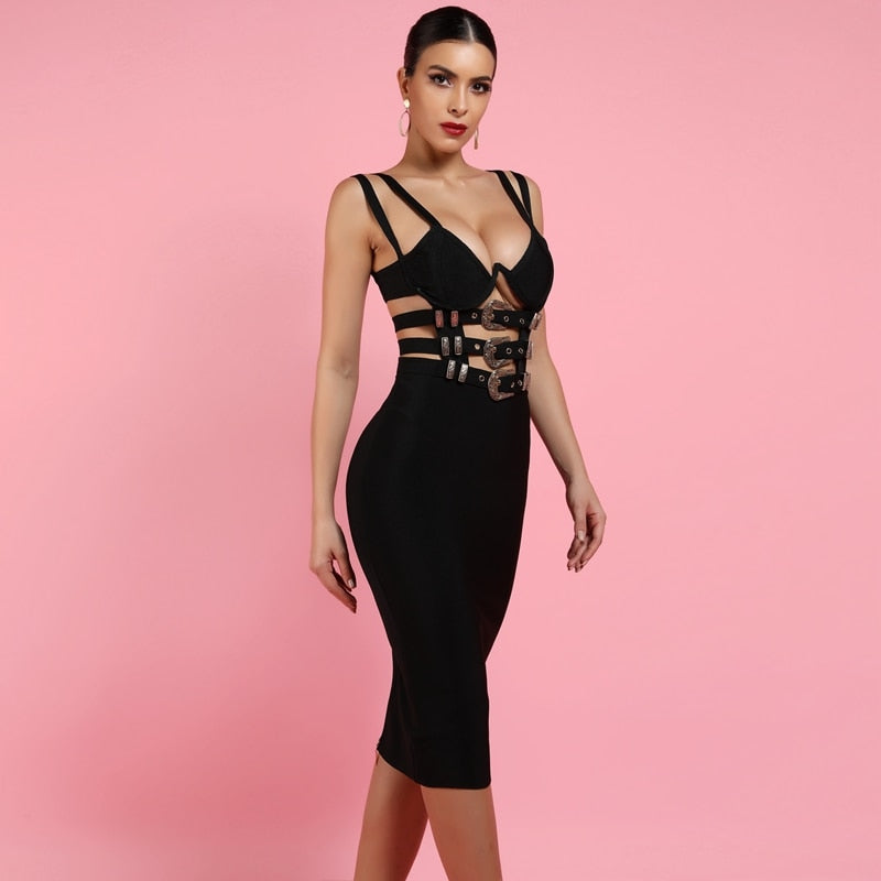 Black Bandage Dress New Sexy V Neck Bandage Bodycon Dress