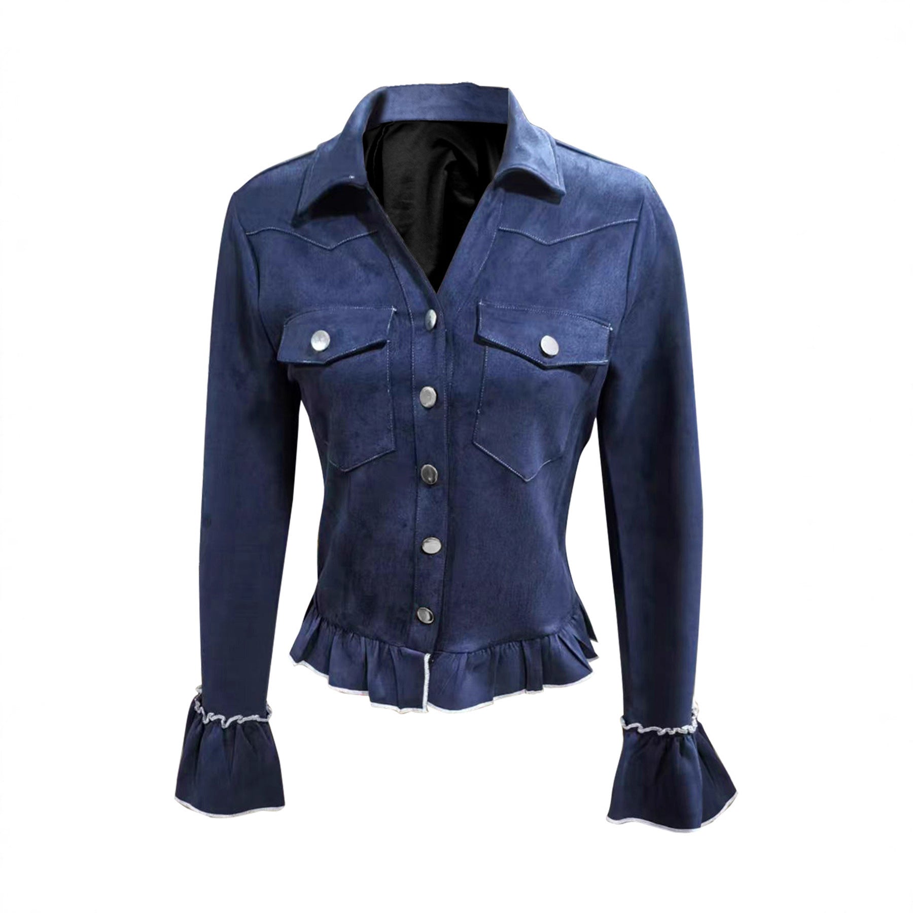 European And American Long-sleeve Denim Tops And Shirts