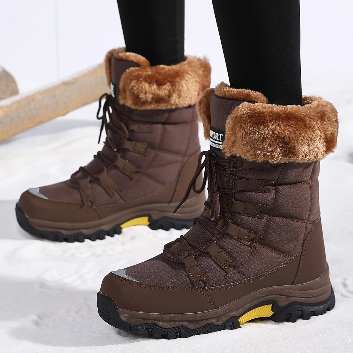 Waterproof And Cold-proof Long Boots Female Outdoor Plus Fluff Thickened