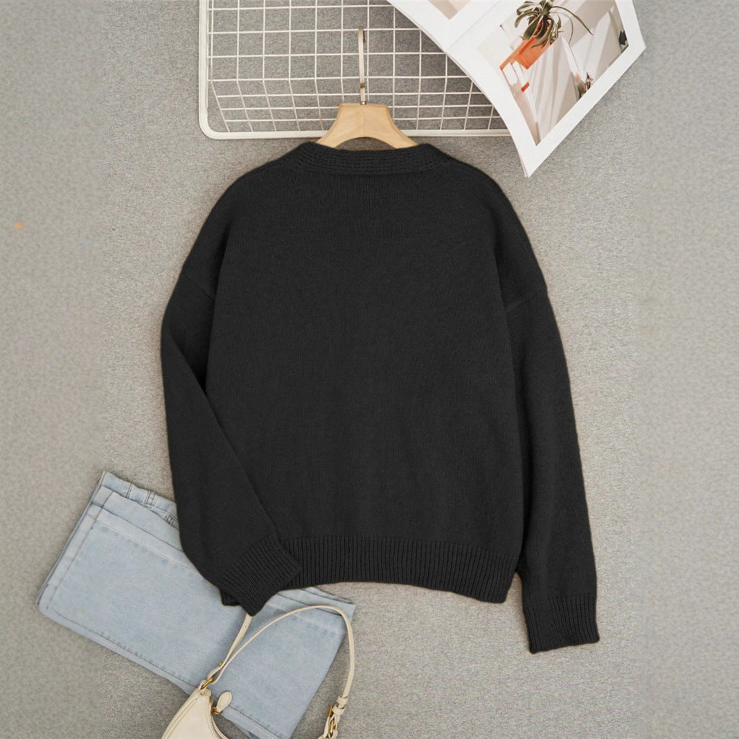 Animal Pattern Design Knitted Cardigan Sweater